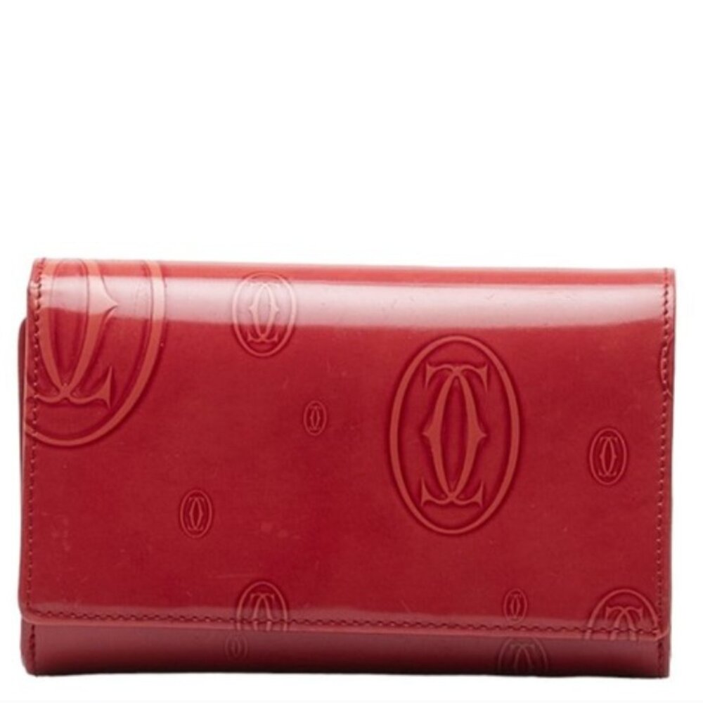 CARTIER Happy Birthday Bi-fold Wallet L3000347 Pink Red Enamel Women's